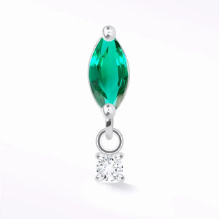 Emerald flat back earring movement 14k white - 14k gold