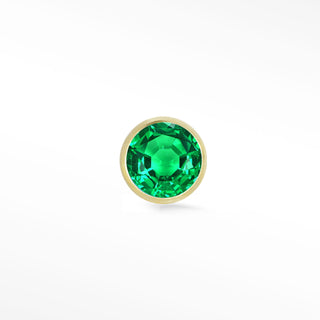 Bezel flat back earrings, in 14k yellow gold, emerald, stone size 2mm, a classic bezel-set 