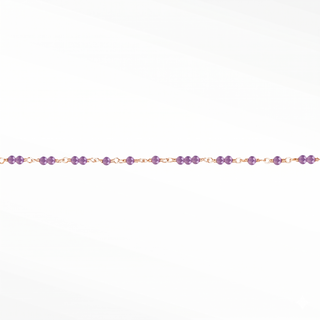 Ethereal Amethyst Permanent Jewelry Chain | Solid 14k Yellow Gold - Sold by the Inch