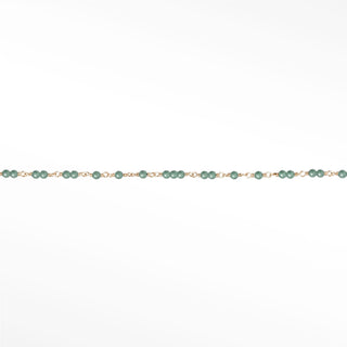 Nina Wynn Ethereal Genuine Emerald Permanent Necklace with beads linked by solid 14k yellow gold wire.