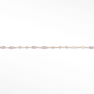 Nina Wynn Ethereal Genuine Labradorite Permanent Necklace with beads linked by solid 14k yellow gold wire.