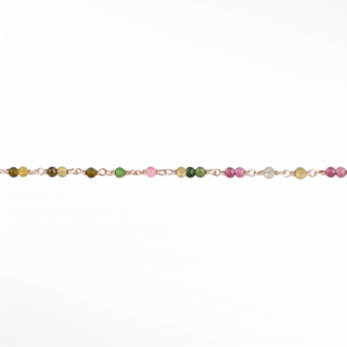 Ethereal Multi Tourmaline Permanent Jewelry Chain | Solid 14k Rose Gold - Sold by the Inch