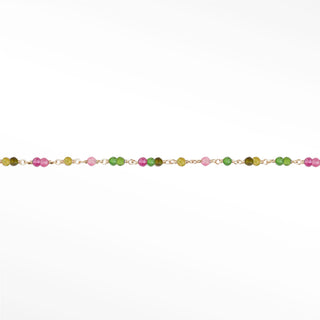 Nina Wynn Ethereal Genuine Multicolor Tourmaline Permanent Bracelet with beads linked by solid 14k yellow gold wire.