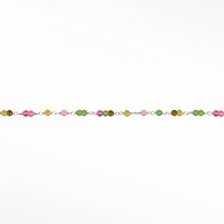 Nina Wynn Ethereal Genuine Multicolor Tourmaline Permanent Necklace with beads linked by solid 14k white gold wire.