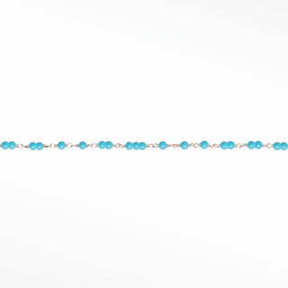 Nina Wynn Ethereal Genuine Turquoise Permanent Necklace with beads linked by solid 14k white gold wire.
