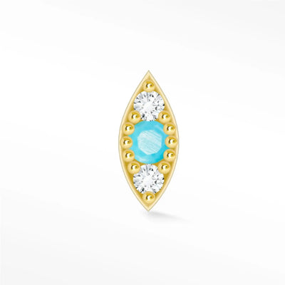 Evil Eye Earrings 14K Solid Gold Flat Back