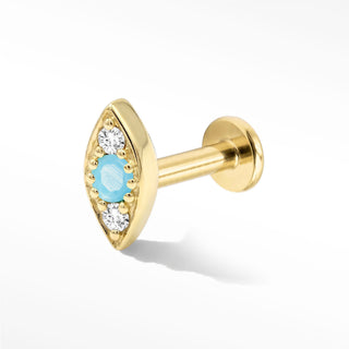Flat Back Earrings Threadless Turquoise 14k Gold Evil Eye | Wynning Stud