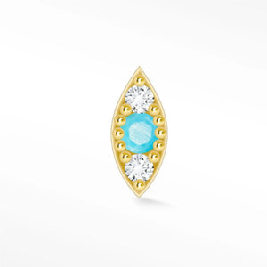 Flat Back Earrings Threadless Turquoise 14k Gold Evil Eye | Wynning Stud