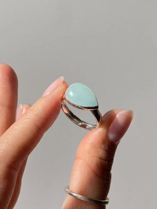 Is it just me or did the energy get a whole lot calmer? This stackable aquamarine ring
