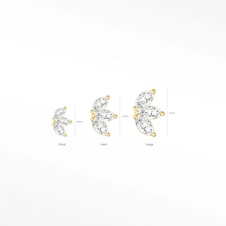 Discover the beauty of flat back 14k moissanite earrings featuring baby lotus design. Perfect for any occasion!