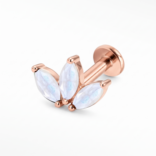 Flat Back Earrings Threadless Moonstone 14k Rose Gold Baby Lotus | Wynning Stud