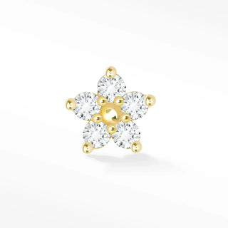 Flat back earrings diamond daisy 14k yellow featuring a gold-toned flower with five clear crystals and tiny gold beads