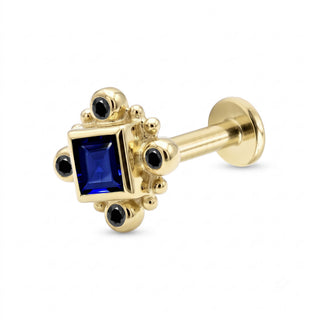 Flat Back Earrings Threadless Blue Sapphire 14k Gold Bloom | Wynning Stud