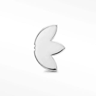 Silver leaf-shaped flat back cartilage earrings in 14k white gold with minimalist baby lotus design by the wynning studs