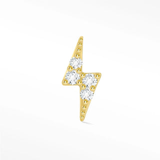 Lightning Bolt flat back earrings, in 14k yellow gold, diamond, stone size 1mm, a bold lighting. 