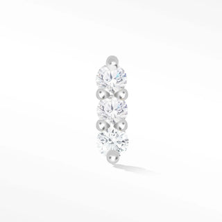 Flat back cartilage earrings diamond 14k white 3 scones | the wynning studs