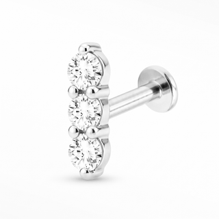 Flat Back Earrings Threadless Diamond 14k White Gold 3 Scones | Wynning Stud