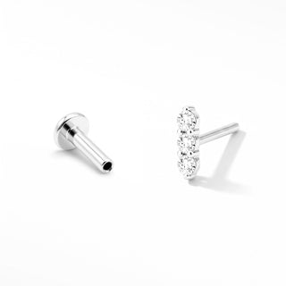 Flat Back Earrings Threadless Diamond 14k White Gold 3 Scones | Wynning Stud