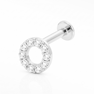 Flat Back Earrings Threadless Diamond 14k White Gold Donut | Wynning Stud