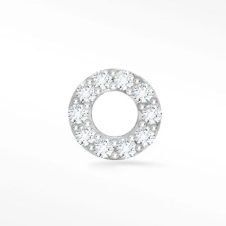 Donut flat back earrings, in 14k white gold, diamond, stone size 1mm, a rounded donut 