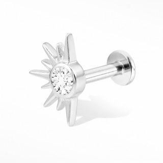 Flat Back Earrings Threadless Diamond 14k White Gold Demi Star | Wynning Stud