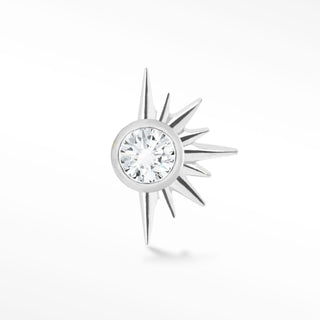 Sunburst flat back earrings, in 14k white gold, diamond, stone size 2mm, a radiant sunburst 