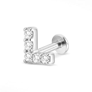 Flat Back Earring Chevron Diamond 14k White Gold