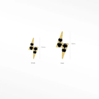 Flat earring black diamond lightning bolt 14k yellow gold illuminate your look