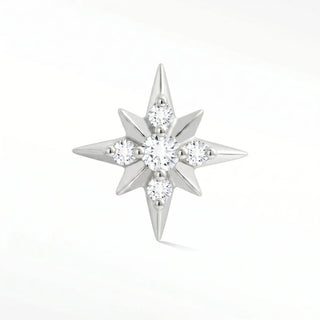 Flat back earrings shining star diamond 14k white