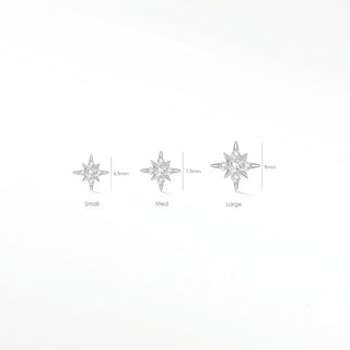 Flat back earrings shining star diamond 14k white