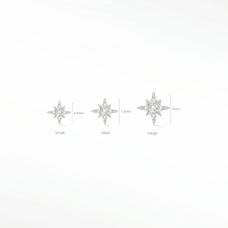 Flat back earrings shining star diamond 14k white