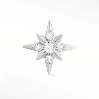 Flat back earrings shining star diamond 14k white