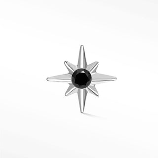 Flat back earrings shining star black diamond 14k white