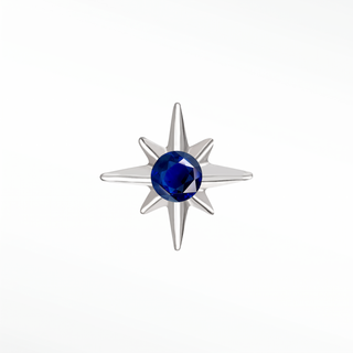Flat Back Earrings Shining Star Blue Sapphire 14K White