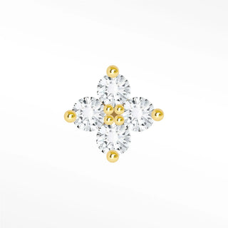 Flat back earrings clover black diamond 14k yellow
