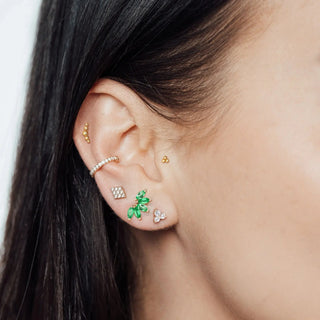 Flat back earring small croissant 14k yellow - 14k gold
