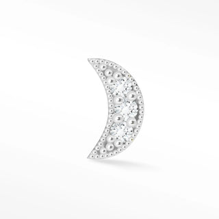 Flat back earring diamond 14k white moon | the wynning studs