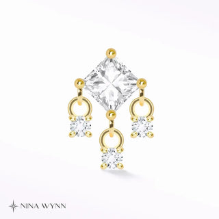 Flat back earring moissanite 14k yellow gold