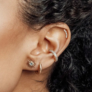 Flat back earring diamond climber 14k yellow gold - 14k