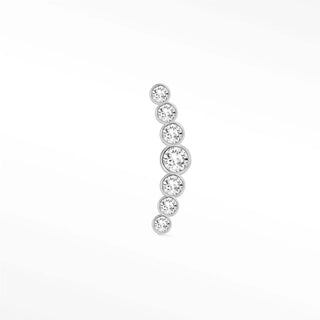 Flat back earrings bezel croissant diamond 14k white