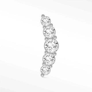 Flat back earring diamond croissant pave large 14k white - 14k gold