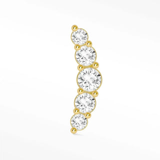 Flat back earring diamond croissant pave large 14k yellow - 14k gold