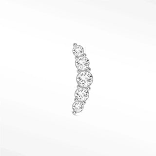 Flat back earring diamond croissant pave small 14k white - 14k gold