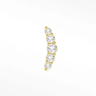 Flat back earring diamond croissant pave small 14k yellow - 14k gold