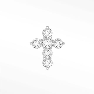 Flat back earrings cross diamond 14k white