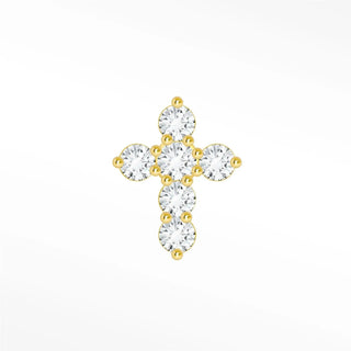 Flat back earring diamond cross small 14k yellow - 14k gold