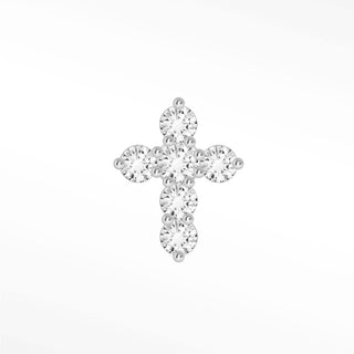 Flat back earrings cross diamond 14k white