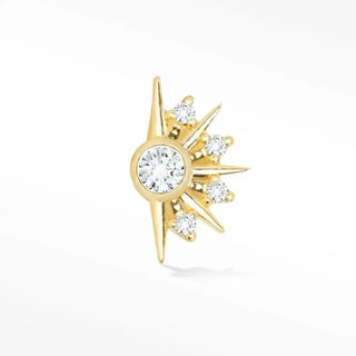 Flat back earring diamond demi urchin 14k yellow gold - 14k
