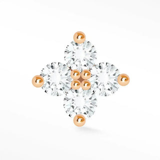 Flat back earring diamond large clover 14k rose gold - 14k