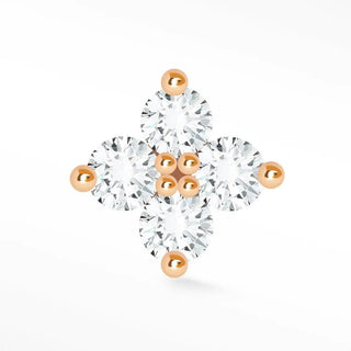 Flat back earring diamond large clover 14k rose gold - 14k